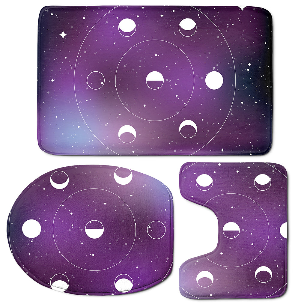 Galaxy Moon Phase Print 3 Piece Bath Mat Set