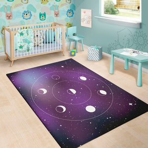 Galaxy Moon Phase Print Area Rug