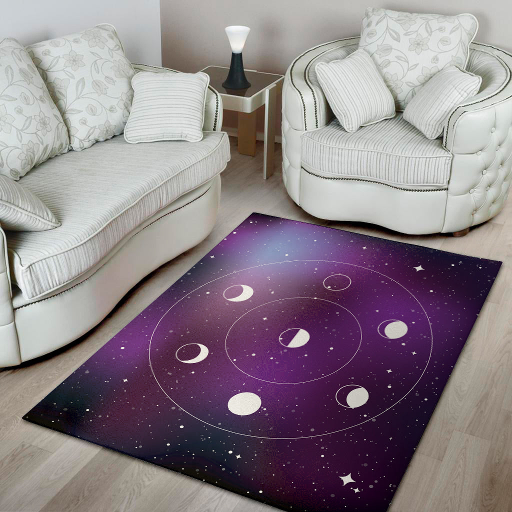 Galaxy Moon Phase Print Area Rug