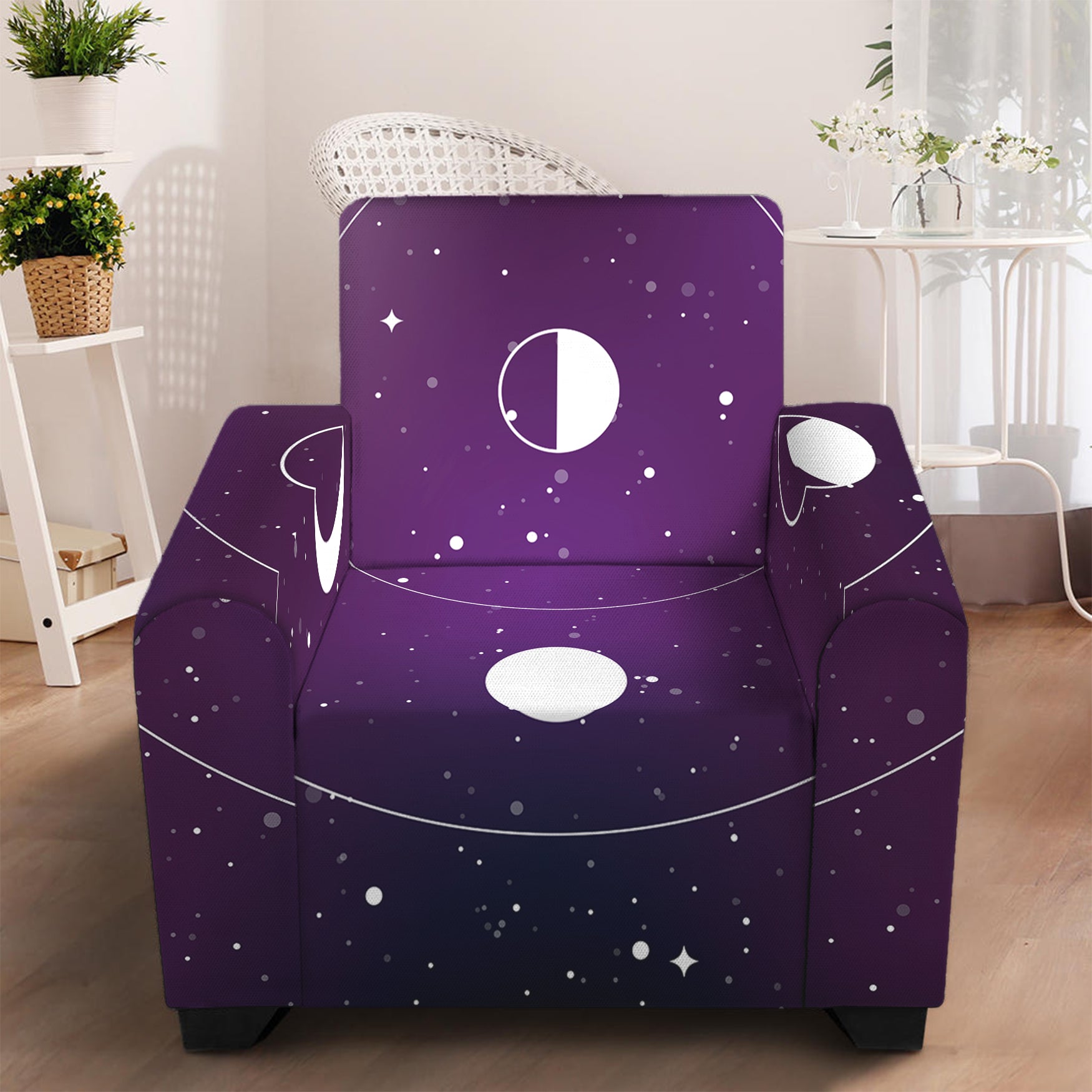 Galaxy Moon Phase Print Armchair Slipcover