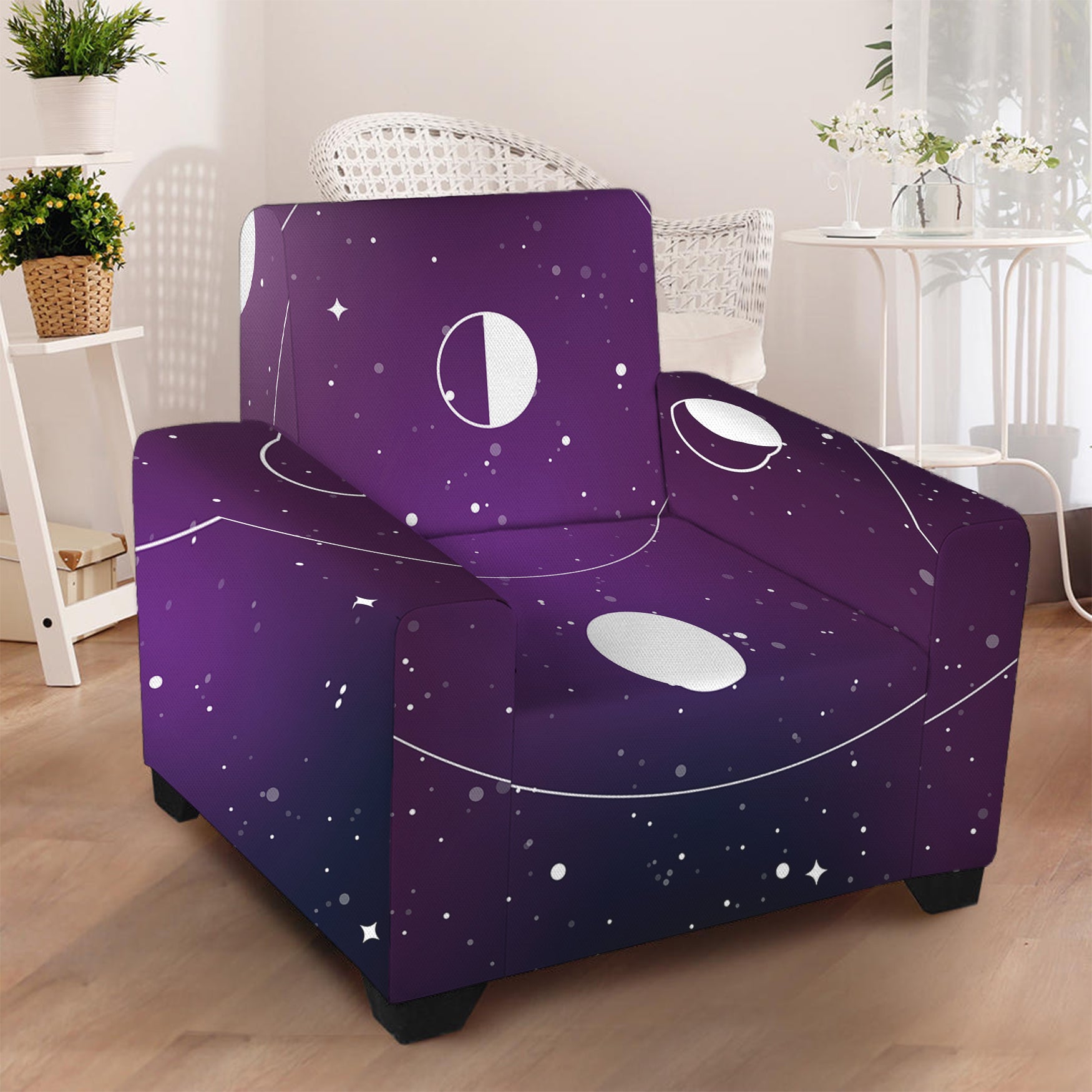 Galaxy Moon Phase Print Armchair Slipcover