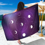 Galaxy Moon Phase Print Beach Sarong Wrap
