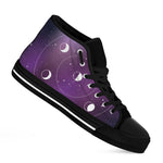 Galaxy Moon Phase Print Black High Top Shoes