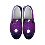 Galaxy Moon Phase Print Black Slip On Shoes