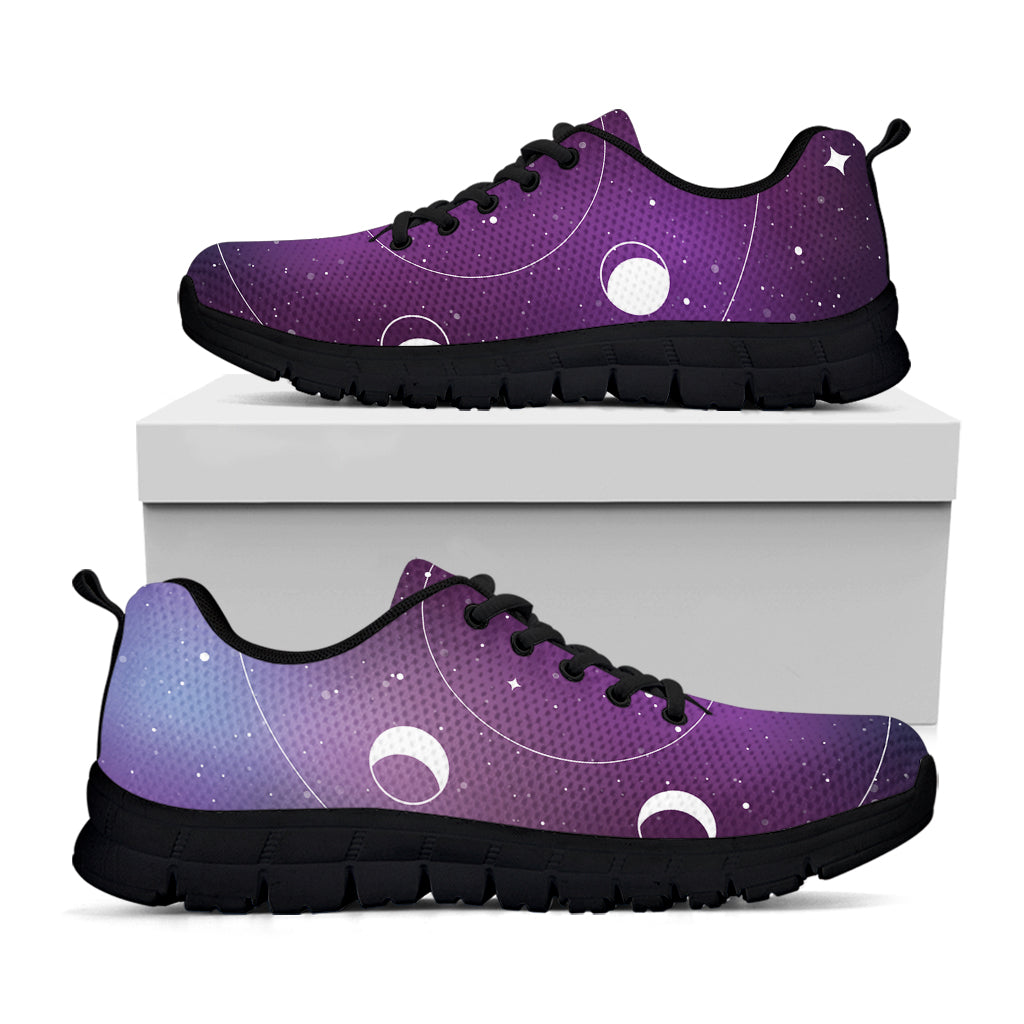 Galaxy Moon Phase Print Black Sneakers