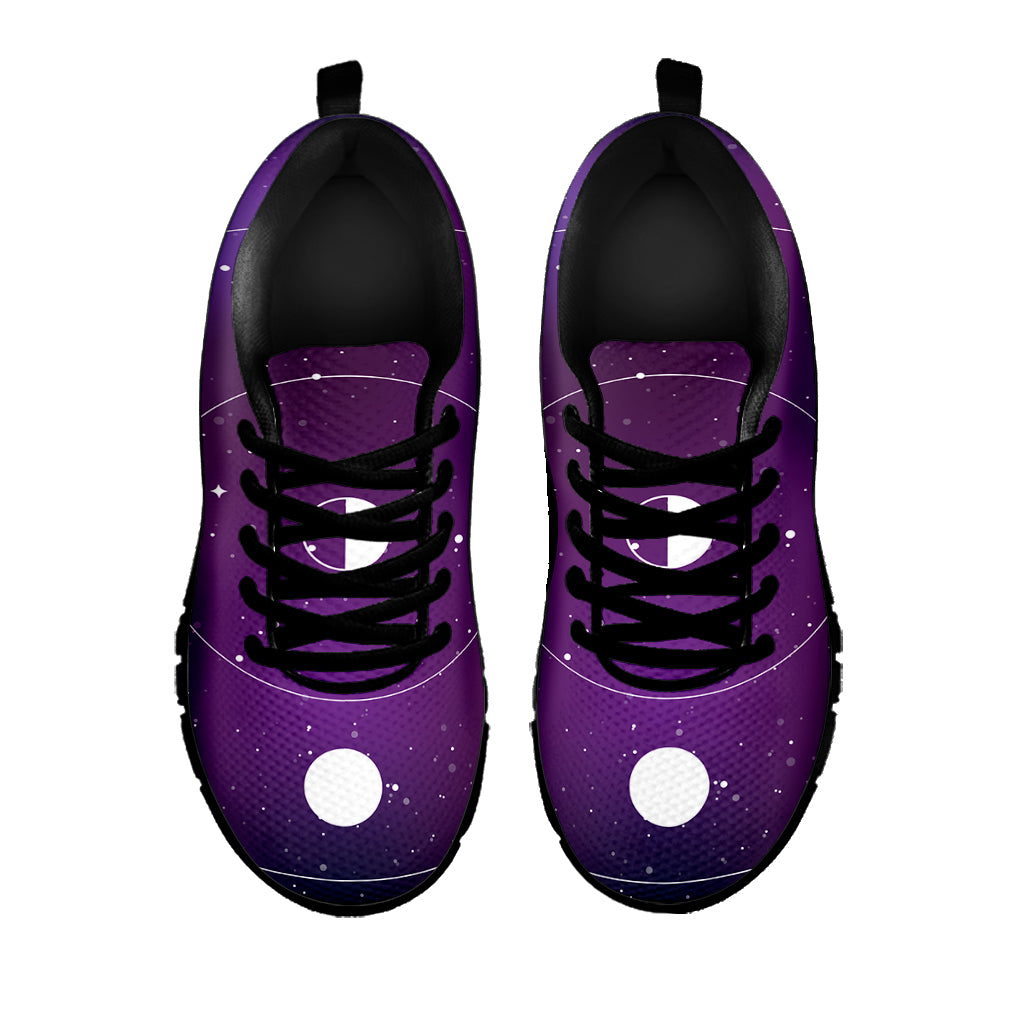 Galaxy Moon Phase Print Black Sneakers