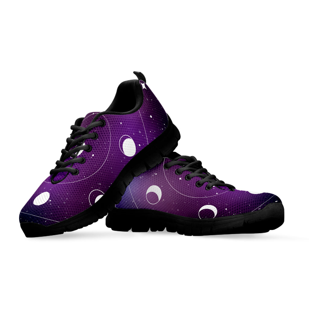Galaxy Moon Phase Print Black Sneakers