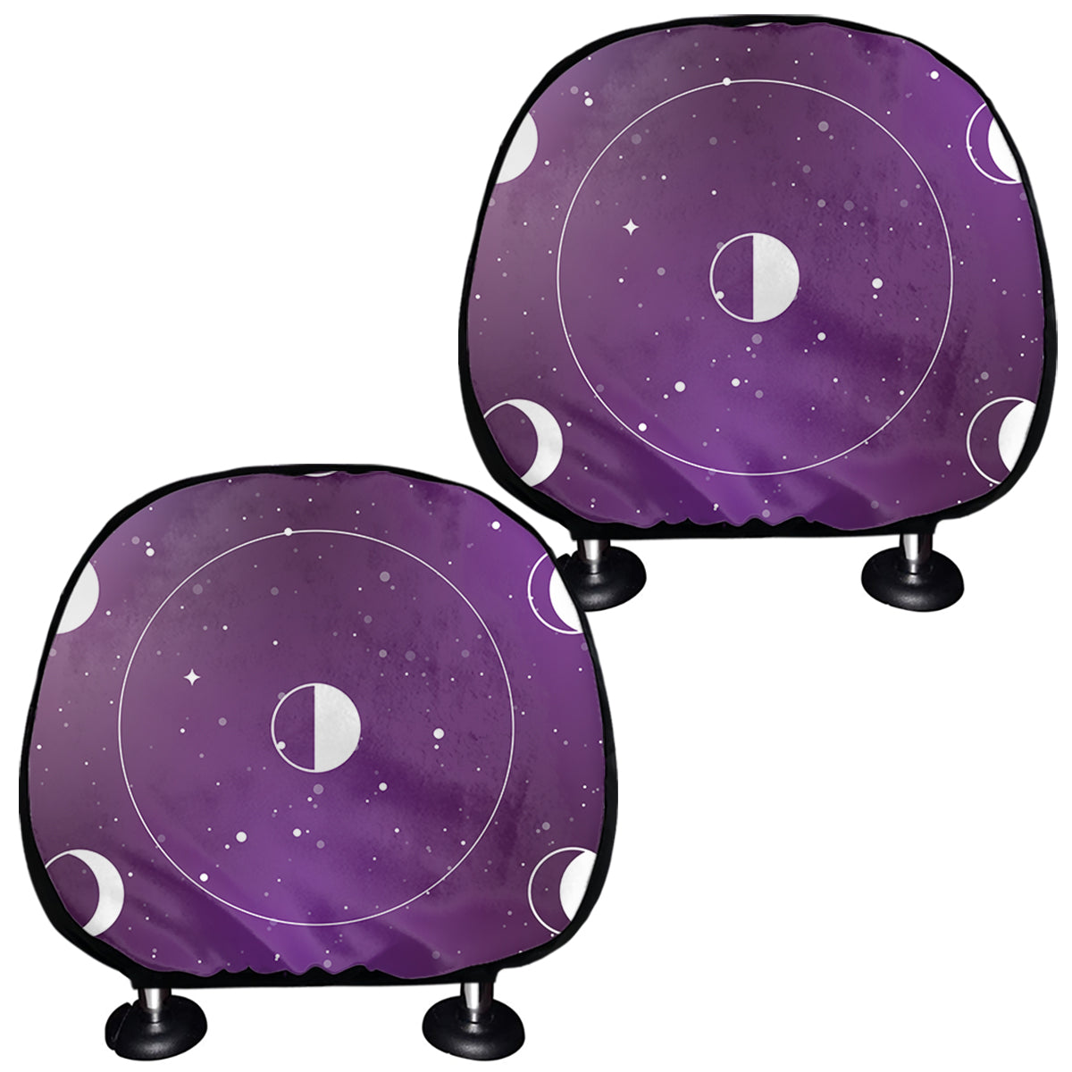 Galaxy Moon Phase Print Car Headrest Covers