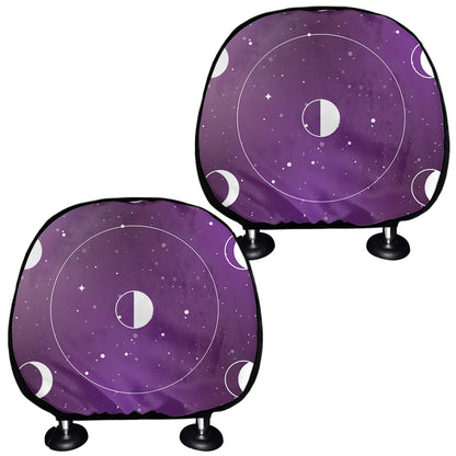 Galaxy Moon Phase Print Car Headrest Covers