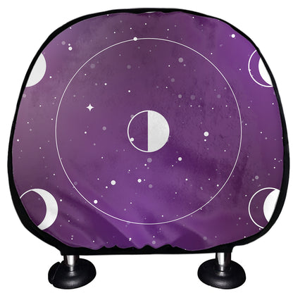 Galaxy Moon Phase Print Car Headrest Covers