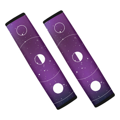 Galaxy Moon Phase Print Car Seat Belt Covers