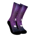 Galaxy Moon Phase Print Crew Socks