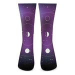 Galaxy Moon Phase Print Crew Socks