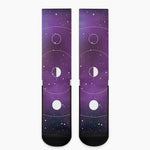 Galaxy Moon Phase Print Crew Socks