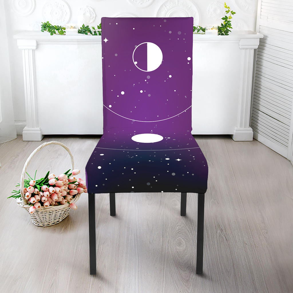 Galaxy Moon Phase Print Dining Chair Slipcover