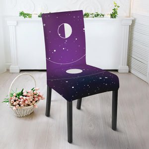 Galaxy Moon Phase Print Dining Chair Slipcover