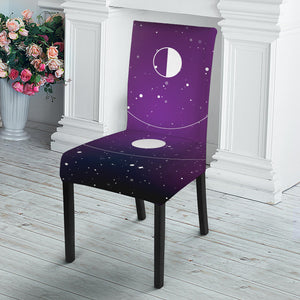 Galaxy Moon Phase Print Dining Chair Slipcover