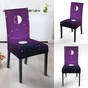 Galaxy Moon Phase Print Dining Chair Slipcover