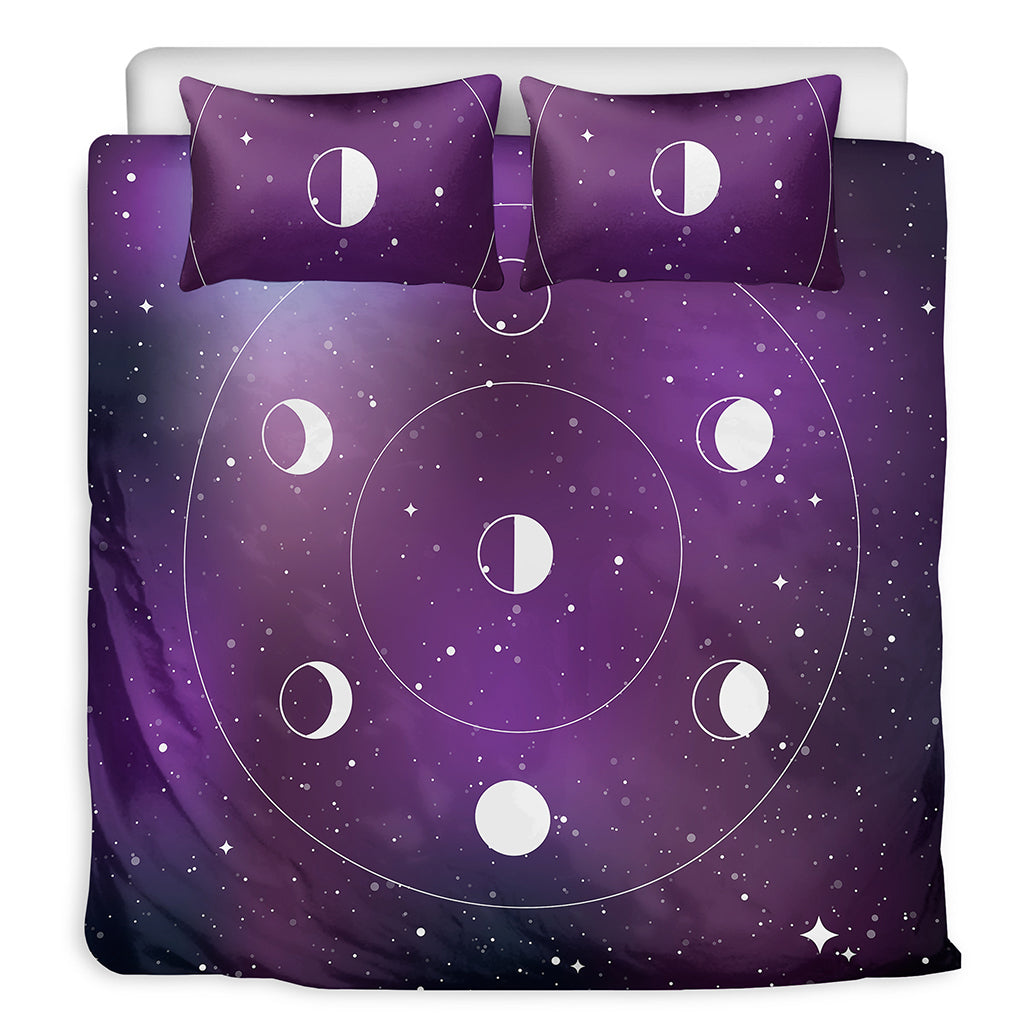 Galaxy Moon Phase Print Duvet Cover Bedding Set