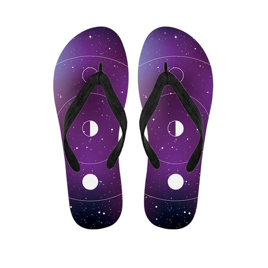 Galaxy Moon Phase Print Flip Flops