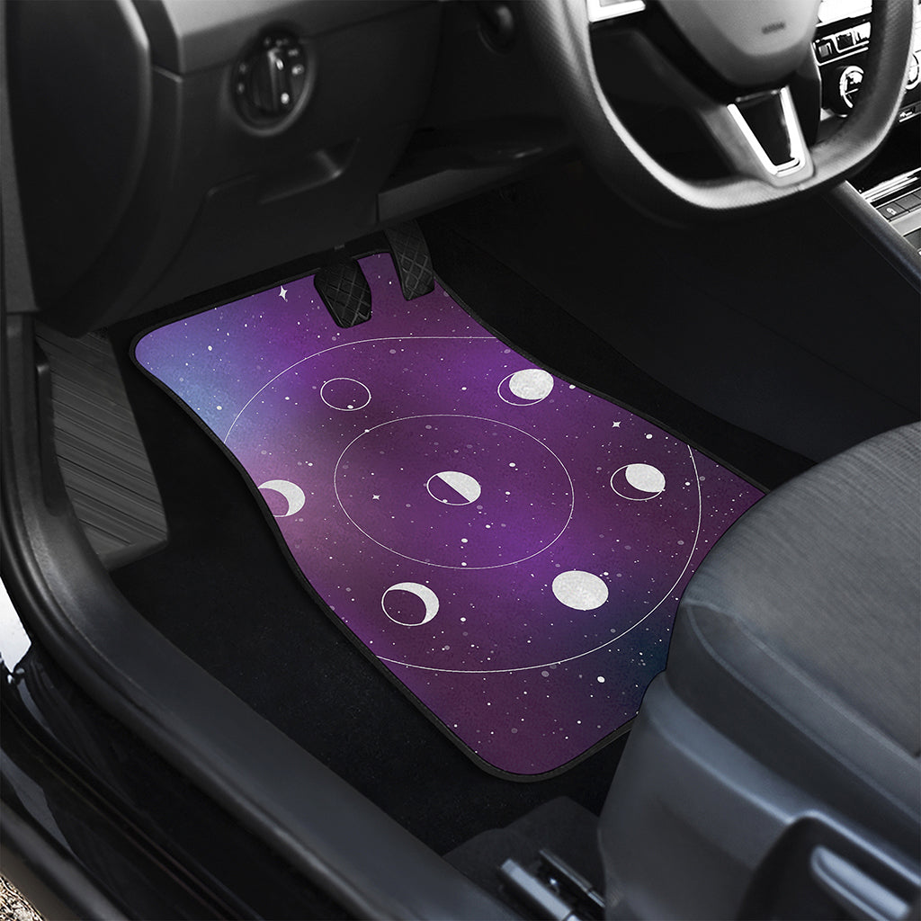 Galaxy Moon Phase Print Front and Back Car Floor Mats