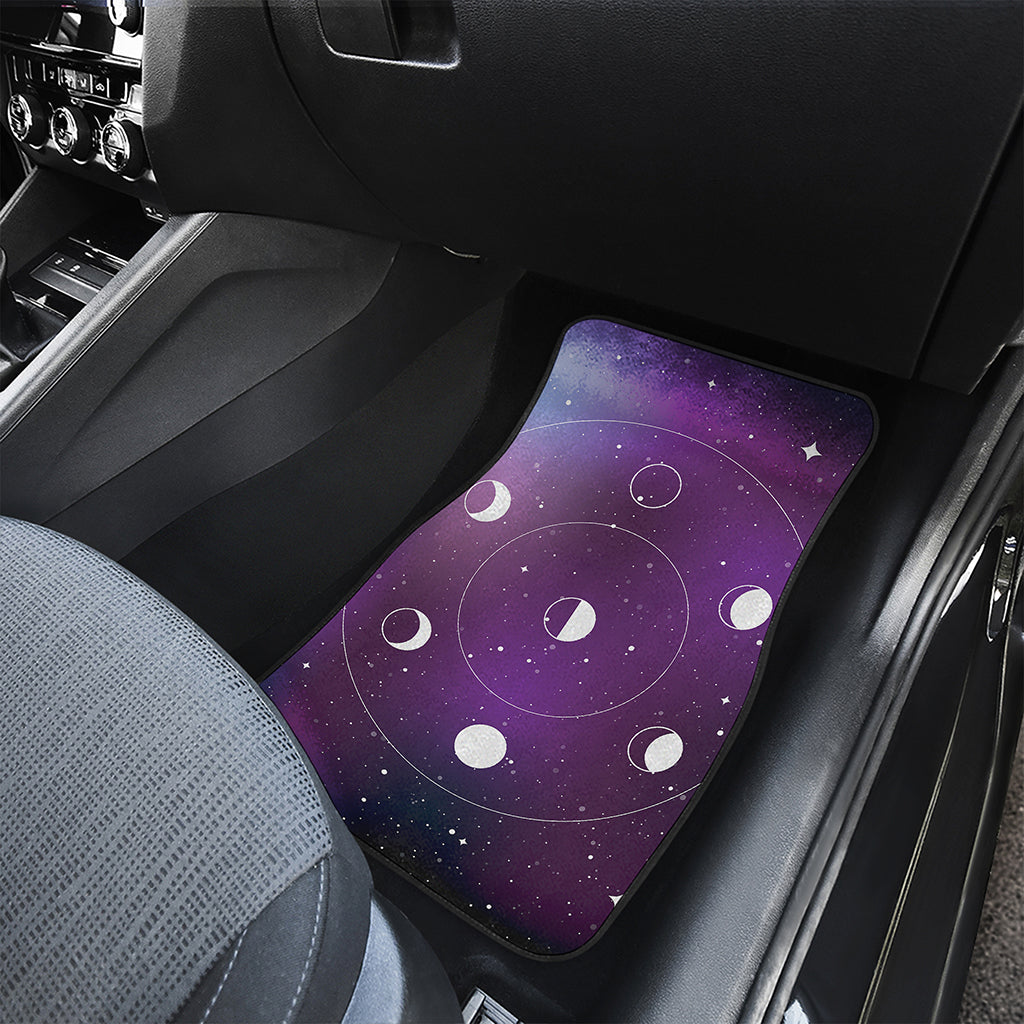 Galaxy Moon Phase Print Front and Back Car Floor Mats