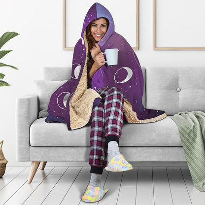Galaxy Moon Phase Print Hooded Blanket