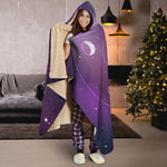 Galaxy Moon Phase Print Hooded Blanket