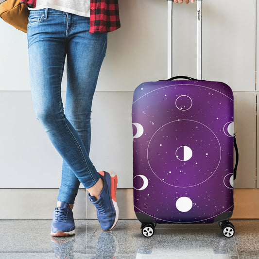 Galaxy Moon Phase Print Luggage Cover