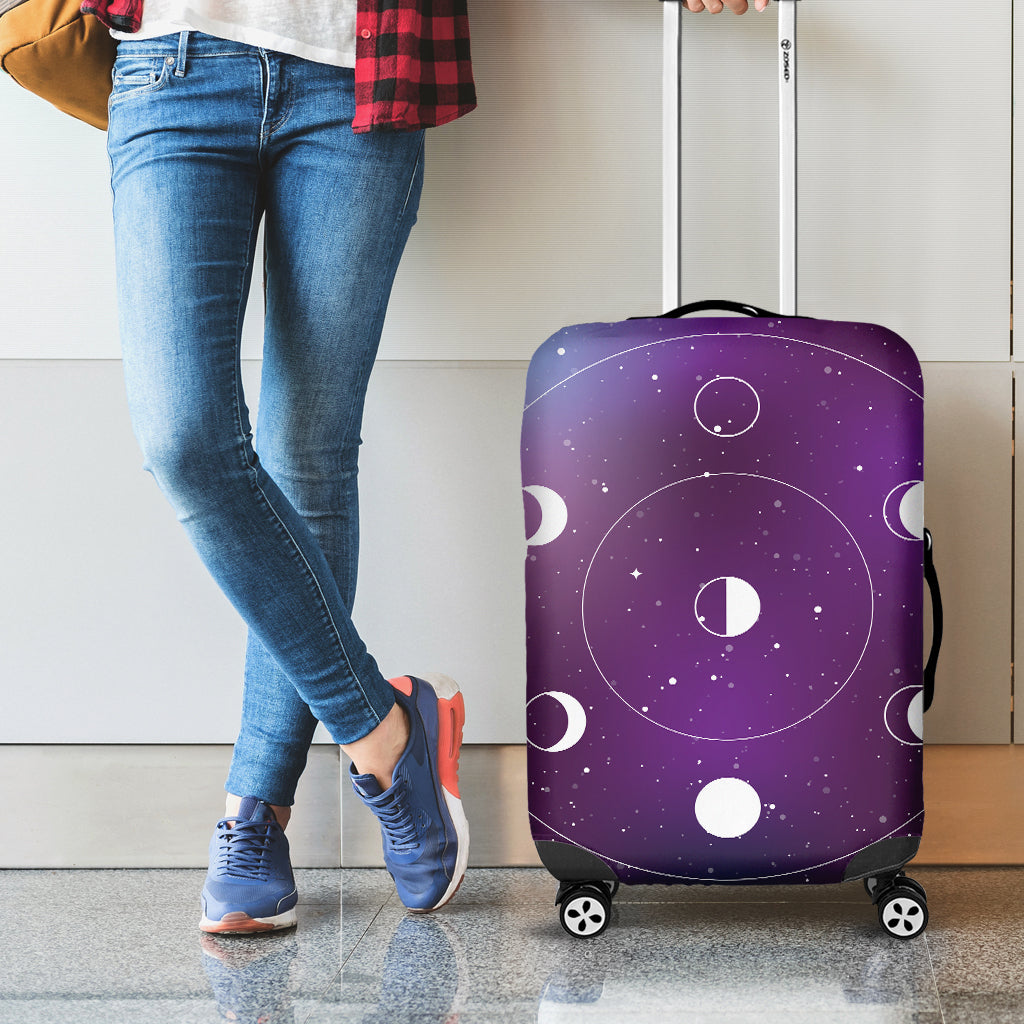 Galaxy Moon Phase Print Luggage Cover