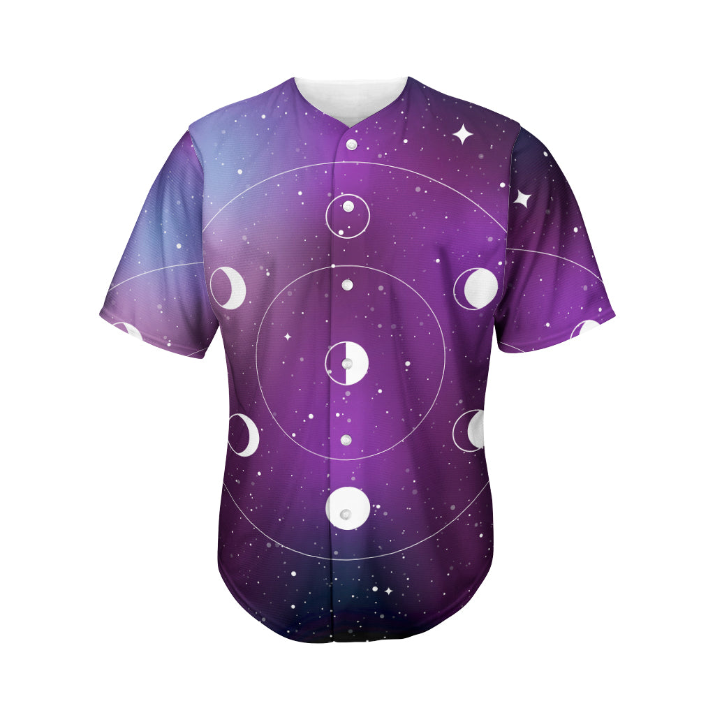 Galaxy Moon Phase Print Men's Baseball Jersey