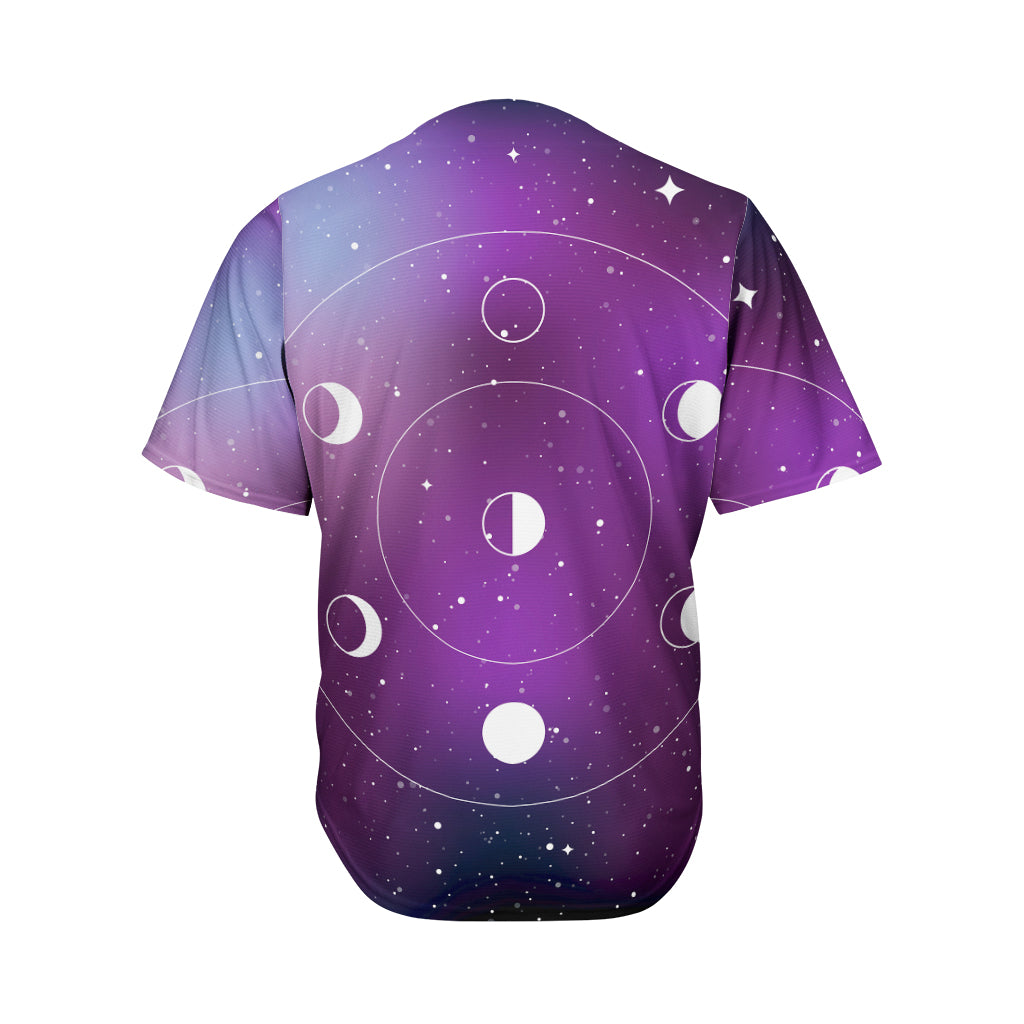 Galaxy Moon Phase Print Men's Baseball Jersey