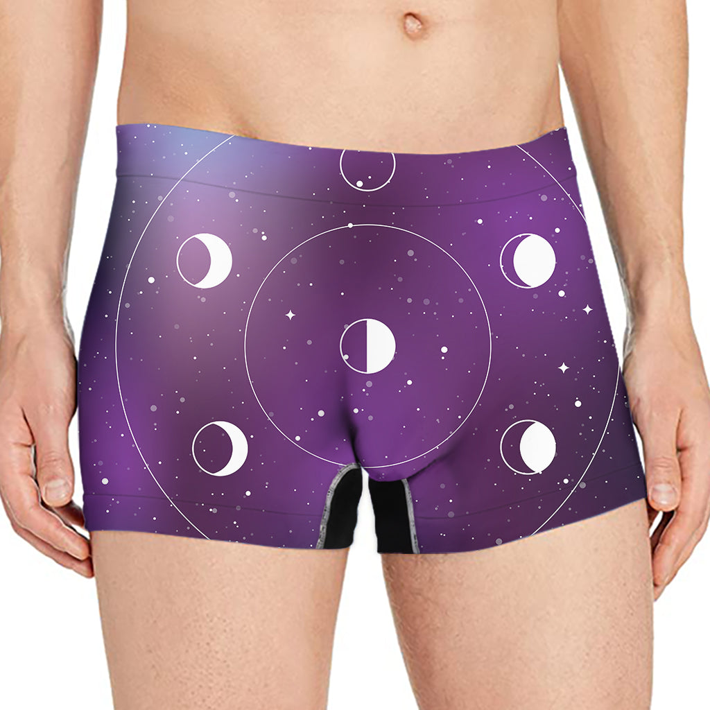 Galaxy Moon Phase Print Men's Boxer Briefs