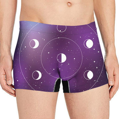 Galaxy Moon Phase Print Men's Boxer Briefs