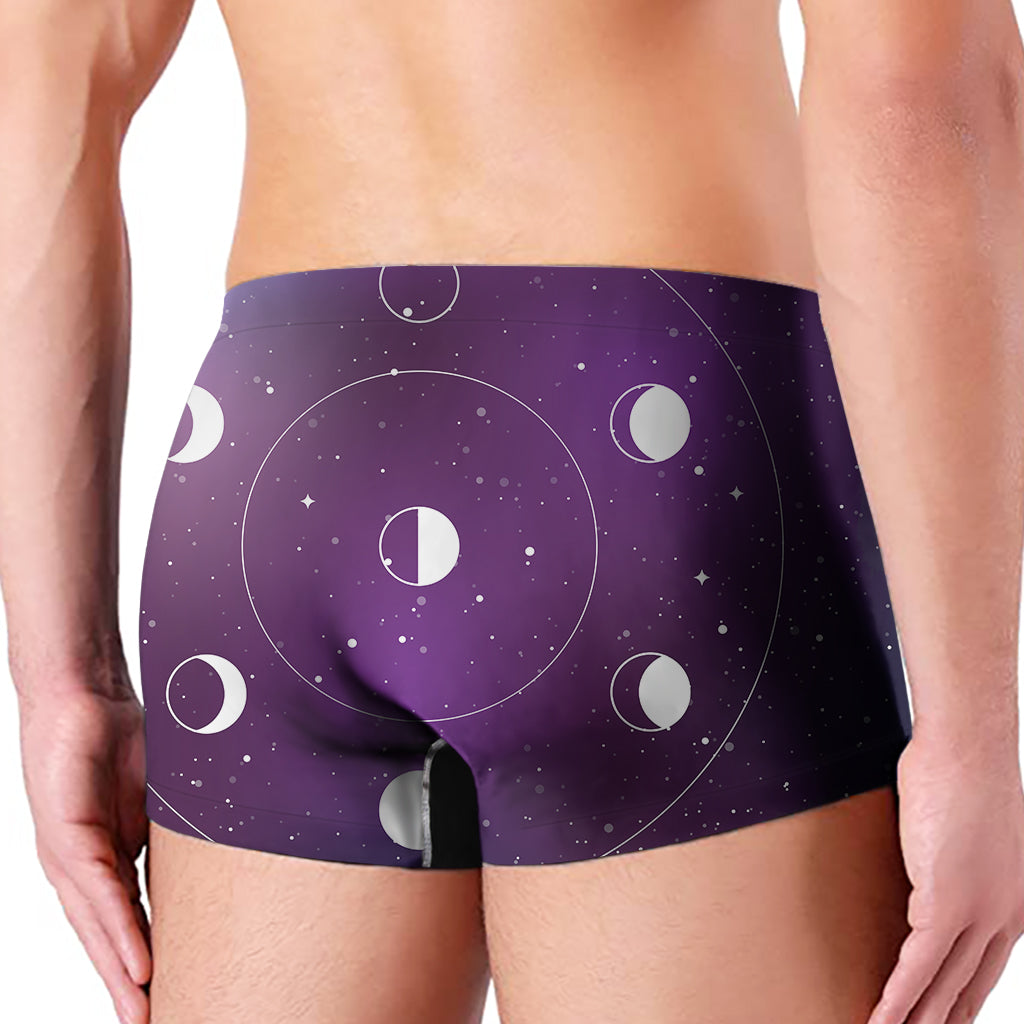 Galaxy Moon Phase Print Men's Boxer Briefs