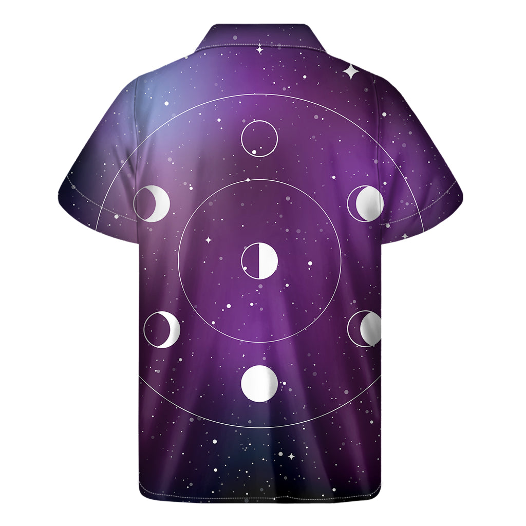 Galaxy Moon Phase Print Men's Short Sleeve Shirt