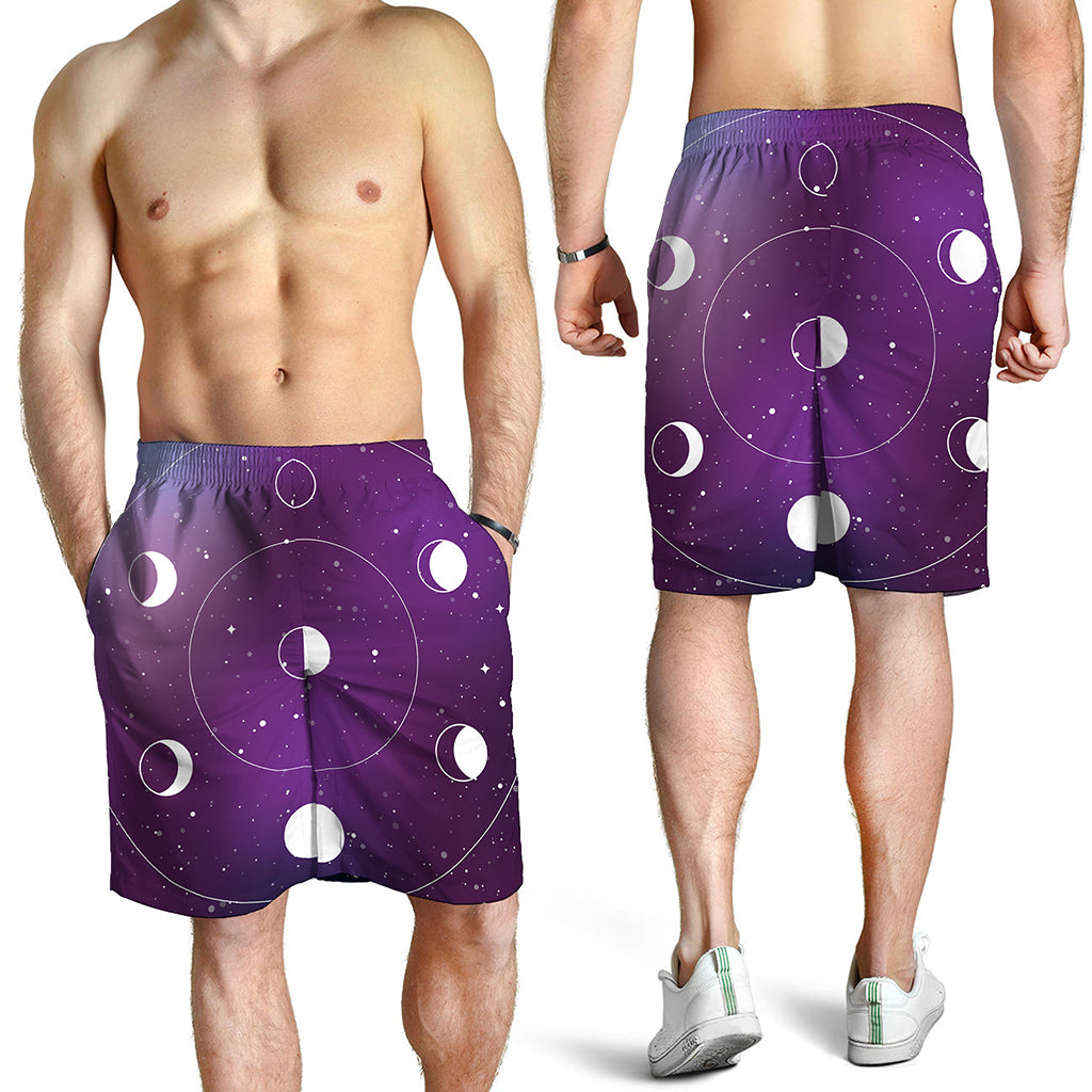 Galaxy Moon Phase Print Men's Shorts
