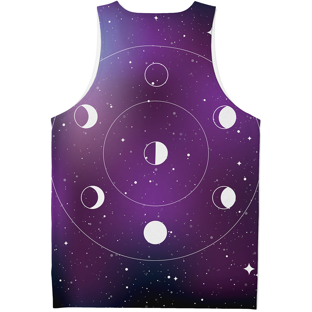 Galaxy Moon Phase Print Men's Tank Top