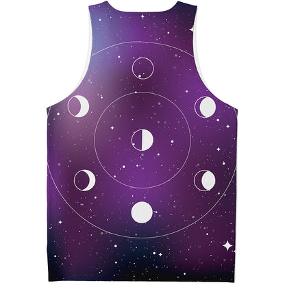 Galaxy Moon Phase Print Men's Tank Top
