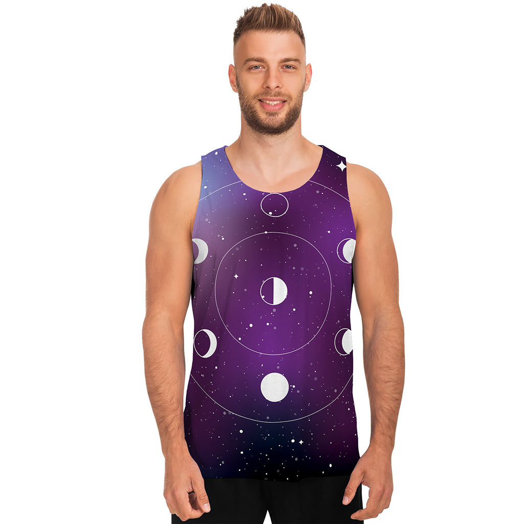 Galaxy Moon Phase Print Men's Tank Top