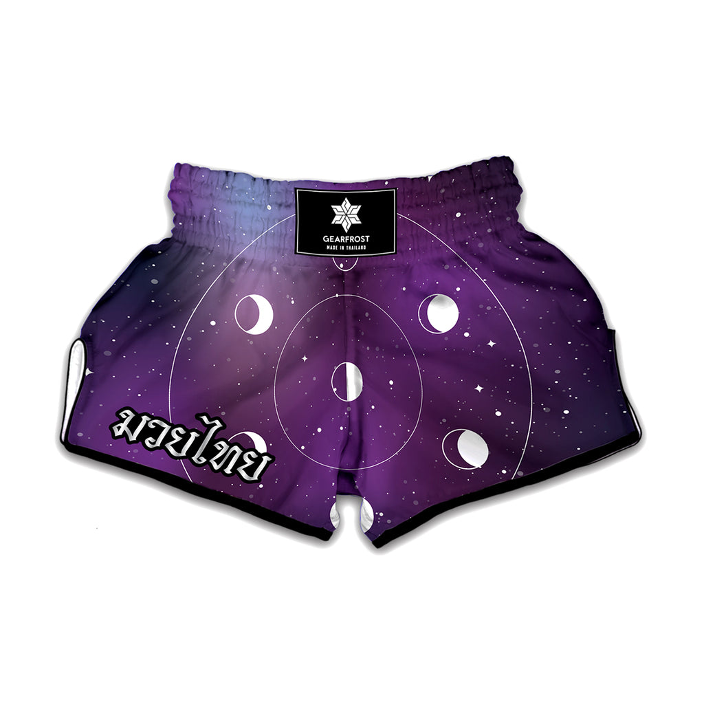 Galaxy Moon Phase Print Muay Thai Boxing Shorts