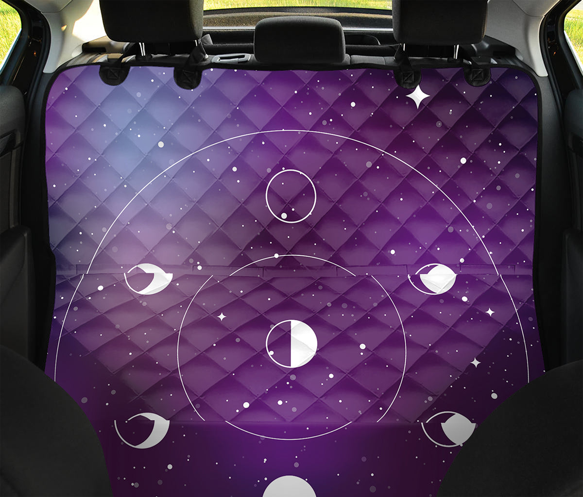 Galaxy Moon Phase Print Pet Car Back Seat Cover