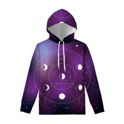 Galaxy Moon Phase Print Pullover Hoodie