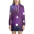 Galaxy Moon Phase Print Pullover Hoodie Dress