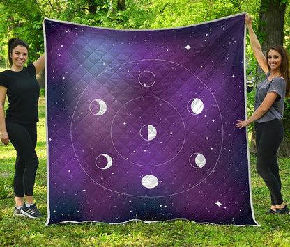 Galaxy Moon Phase Print Quilt