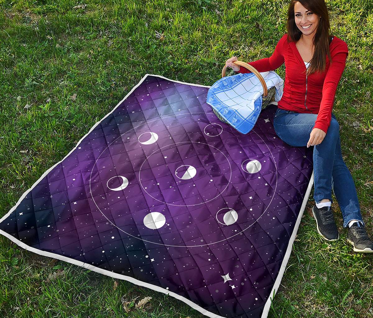 Galaxy Moon Phase Print Quilt