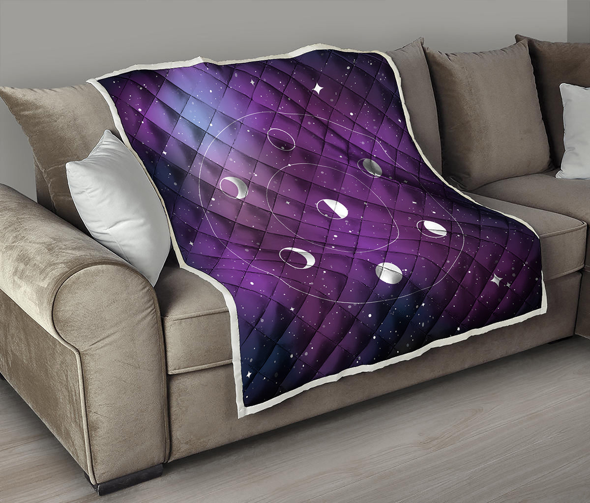 Galaxy Moon Phase Print Quilt
