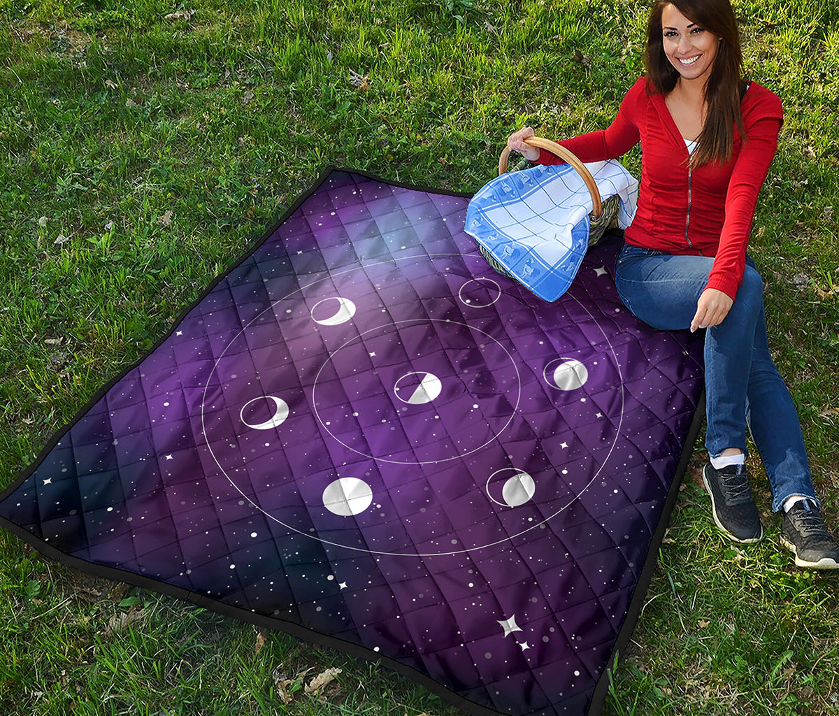 Galaxy Moon Phase Print Quilt