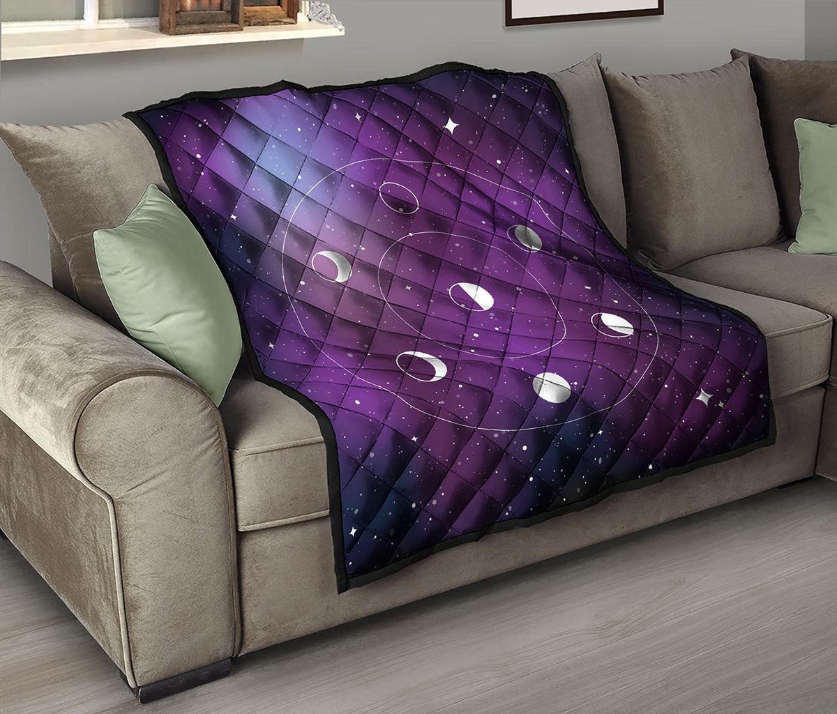 Galaxy Moon Phase Print Quilt