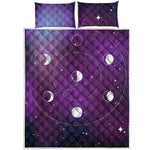 Galaxy Moon Phase Print Quilt Bed Set